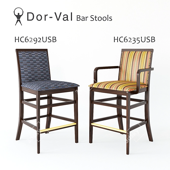 Dor-Val USB Bar Stools - Sleek and Stylish 3D model image 1