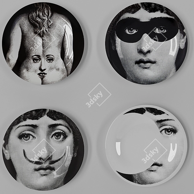 Unique Decorative Fornasetti Plate 3D model image 3