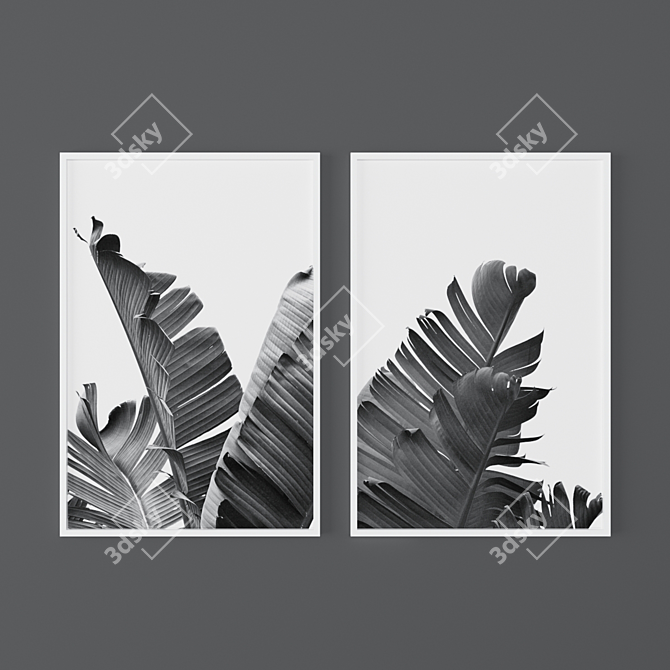 Tropical Monochrome Prints Set 3D model image 2