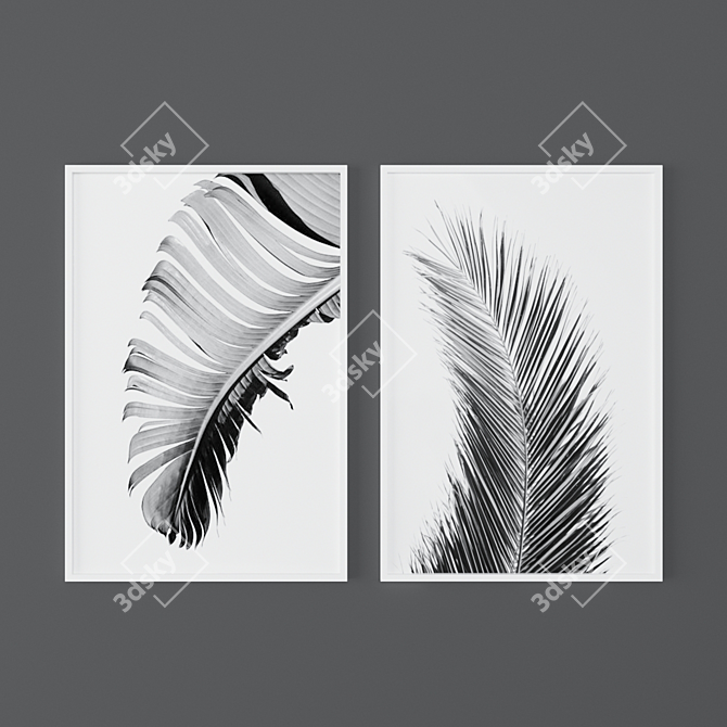 Tropical Monochrome Prints Set 3D model image 3