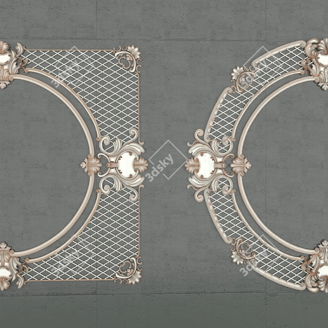 Rectangular with Circular Inlay: 3400x400 & Round: 3800 Dia 3D model image 2
