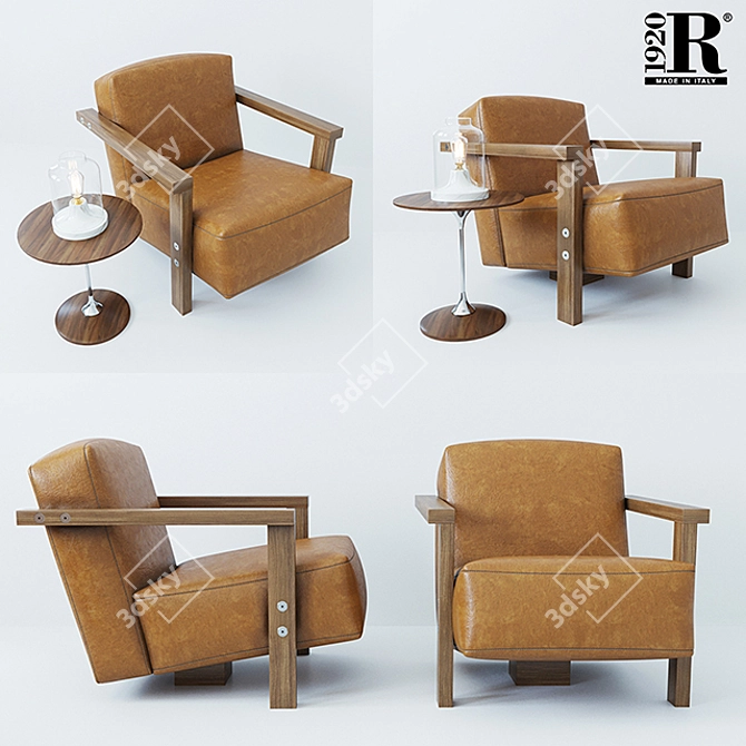 Riva1920 Berbena Chair & Tarassaco Table Set 3D model image 2