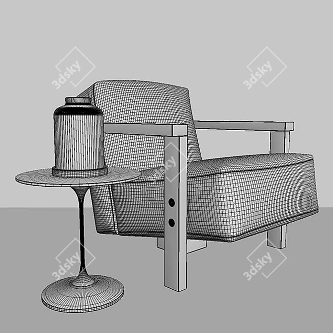 Riva1920 Berbena Chair & Tarassaco Table Set 3D model image 3