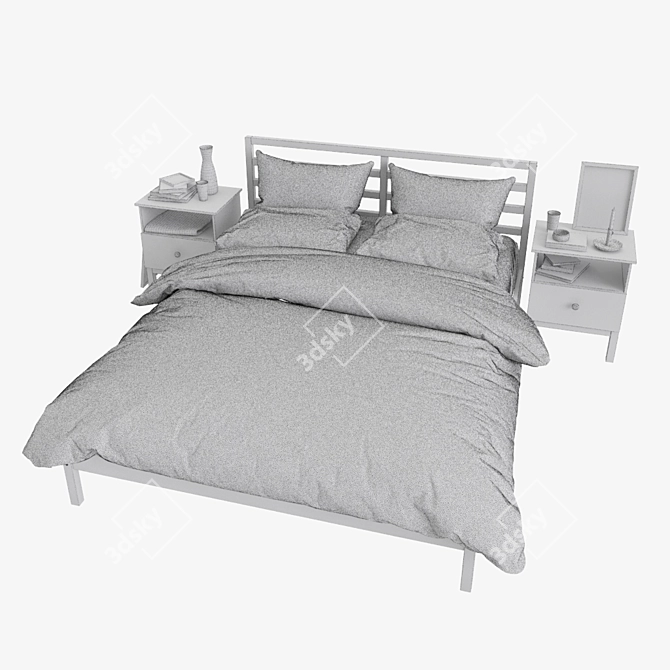 IKEA TARVA Pine Wood Double Bed Set 3D model image 3