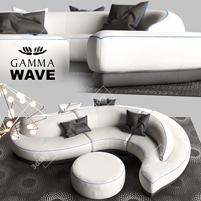 Gamma Wave Sofa: Stylish and Comfortable 3D model image 1