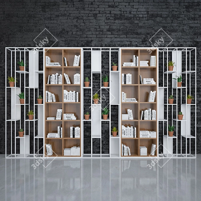 Minimalist White Bookshelf 3D model image 1