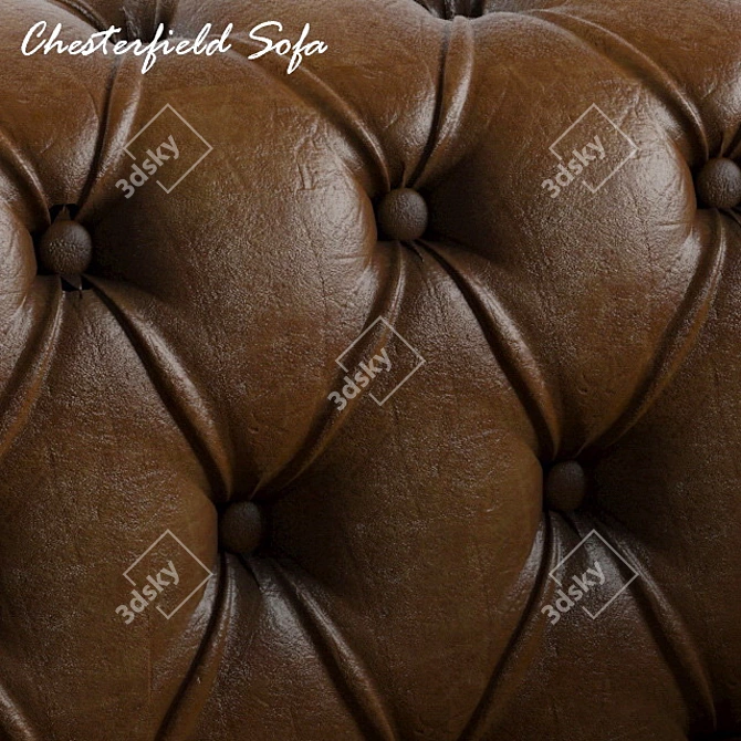 Vintage English Leather Chesterfield Loveseat 3D model image 2