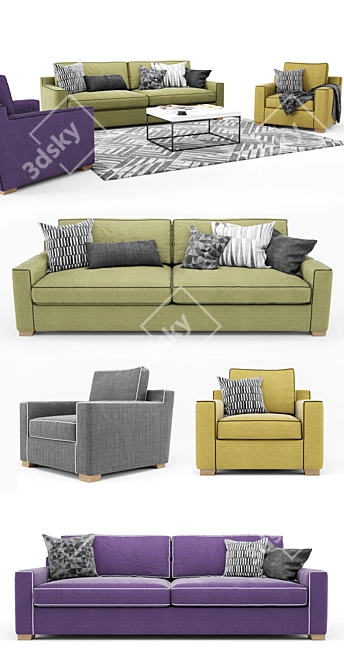 Contemporary Linteloo Sofa Set 3D model image 2