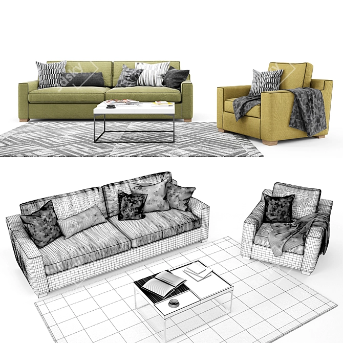 Contemporary Linteloo Sofa Set 3D model image 3