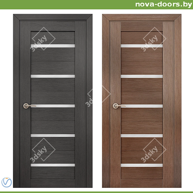 Eco-Wool Doors of Dominic - Wenge & Gray Meringue 3D model image 1