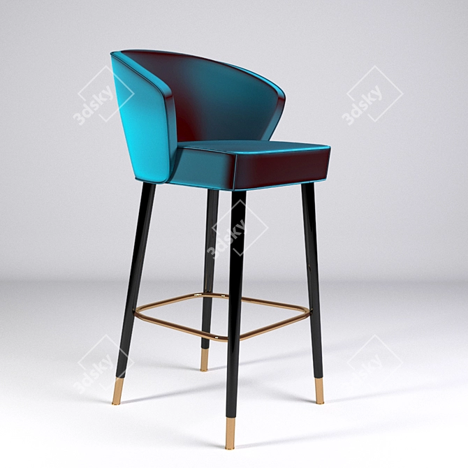 Nuka Fabric Bar Chair: Black & Gold 3D model image 1