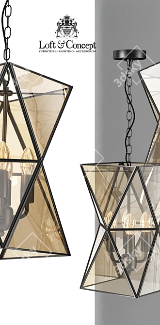 PolyPyramid Glass Chandelier 3D model image 2