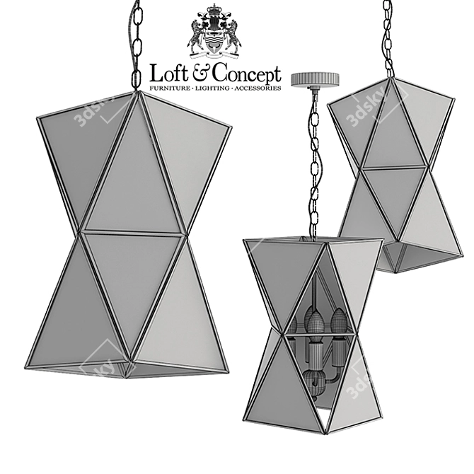 PolyPyramid Glass Chandelier 3D model image 3