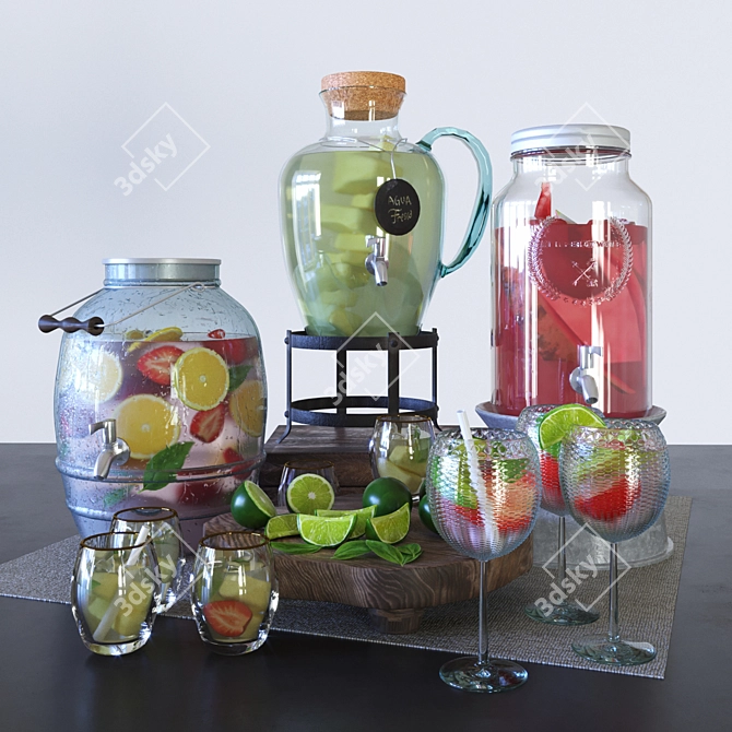 3-in-1 Glass Dispenser Set 3D model image 1