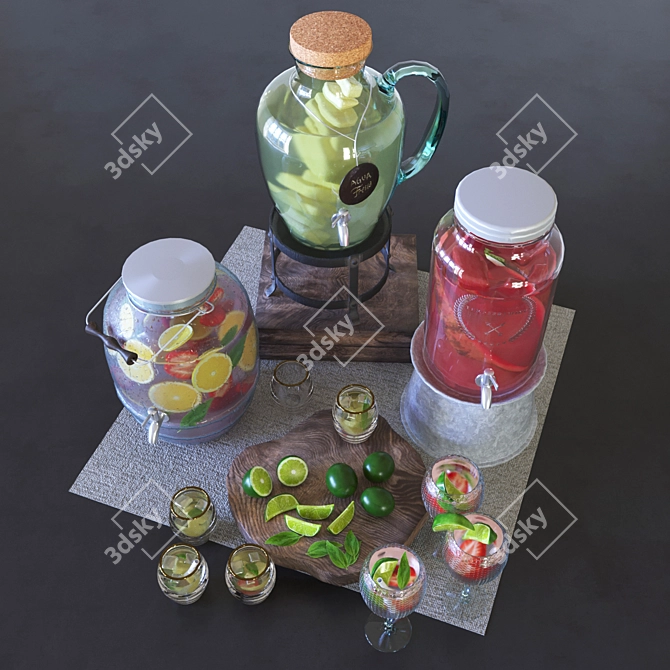 3-in-1 Glass Dispenser Set 3D model image 2