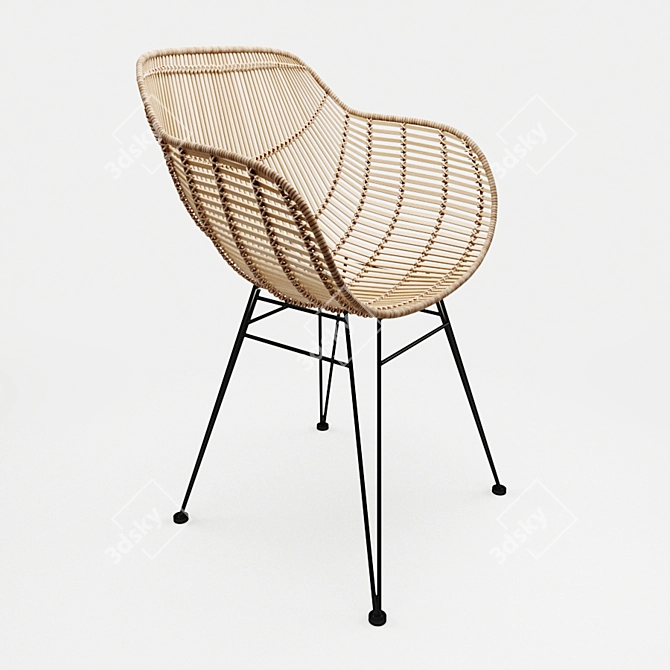 Scandinavian Style Wooden Chair 3D model image 1