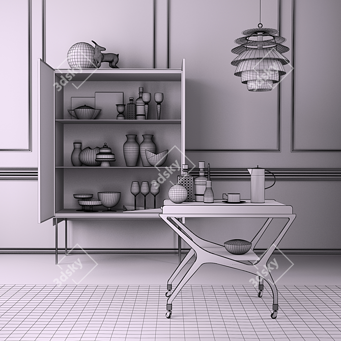 Title: Elegant Home Bar Set - Vase, Decor, Table 3D model image 2