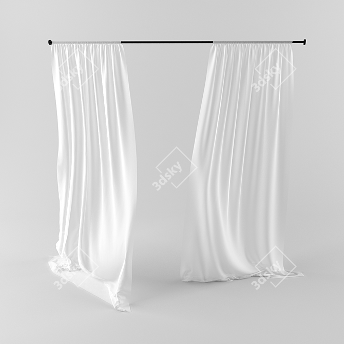 Elegant Rhino Modeled Curtain 3D model image 1