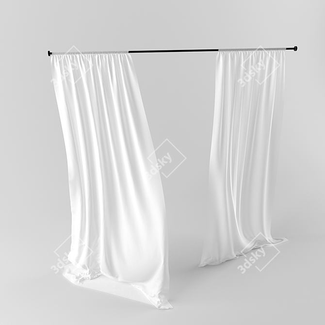 Elegant Rhino Modeled Curtain 3D model image 2