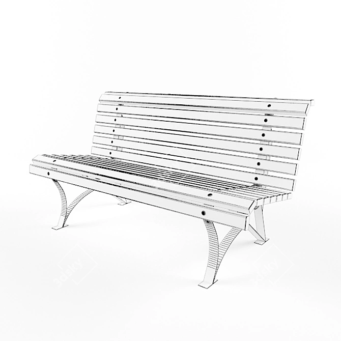 Shady Retreat Steel & Wood Bench 3D model image 3