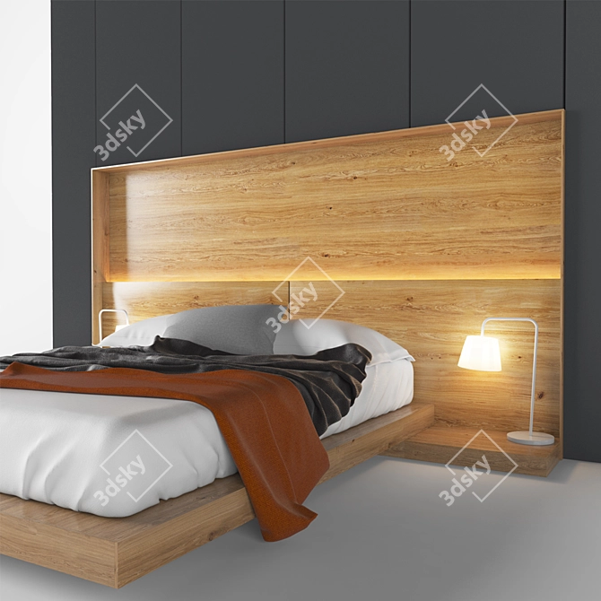 Modern Bed with UVW Unwrap 3D model image 2