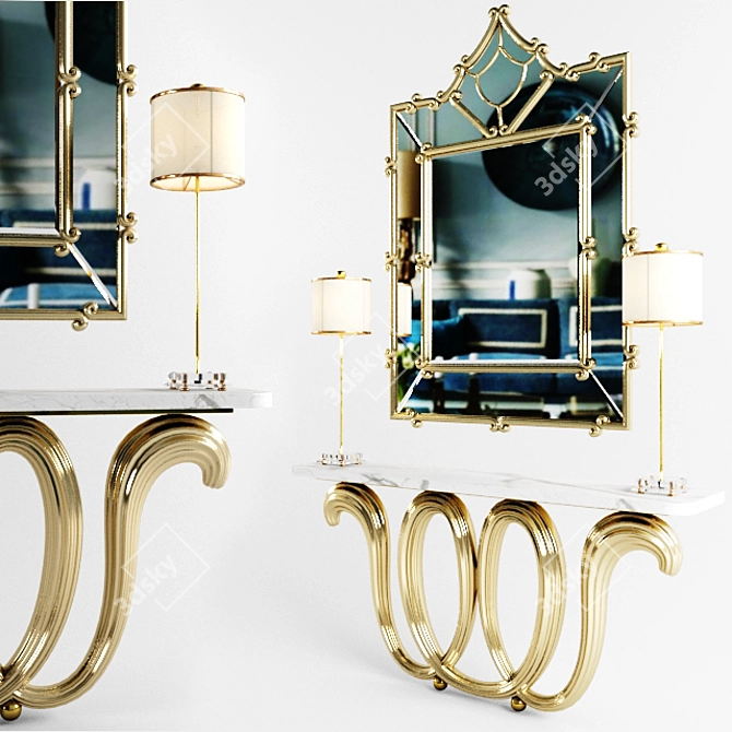 Elegant Florence Console Mirror Set 3D model image 2
