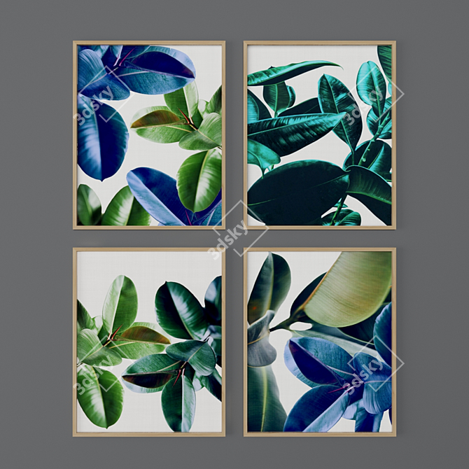 Botanical Prints Set-Framed 3D model image 1