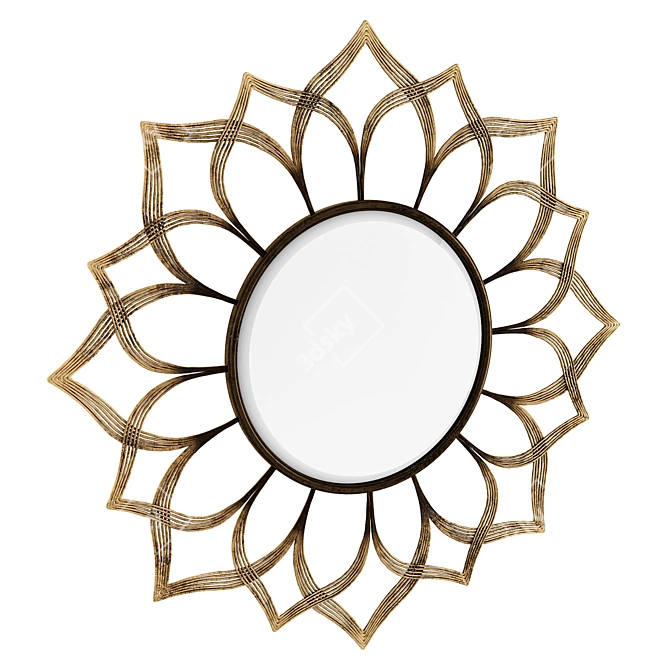 Sunflower Radiance: Hand-forged Iron Mirror 3D model image 2