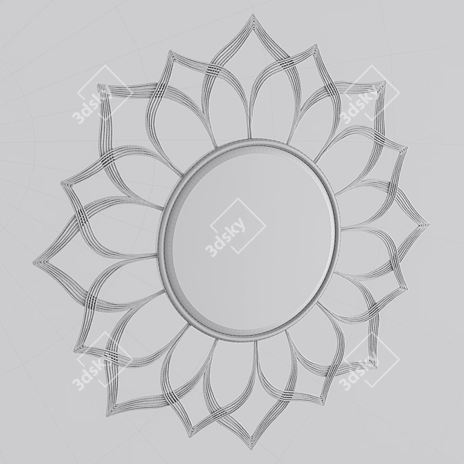 Sunflower Radiance: Hand-forged Iron Mirror 3D model image 3