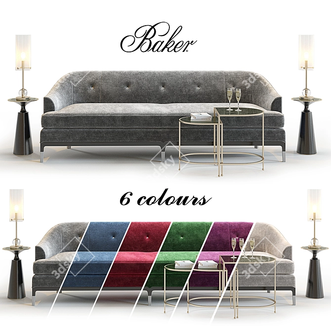 Luxury Baker Carnelian Sofa Set 3D model image 1