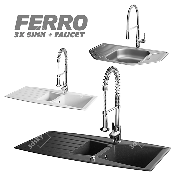 Sleek Ferro Sinks: Elegant + Versatile 3D model image 1