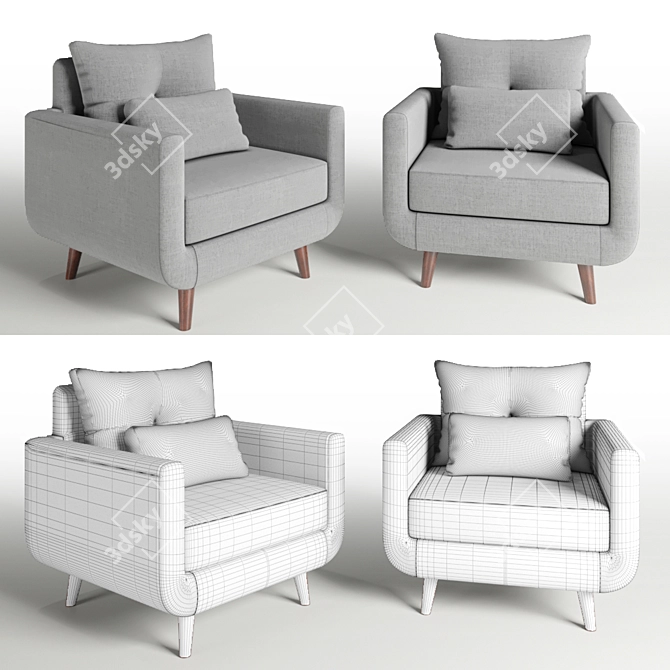 Elegant Armchair: Sleek Design, Ultimate Comfort 3D model image 2