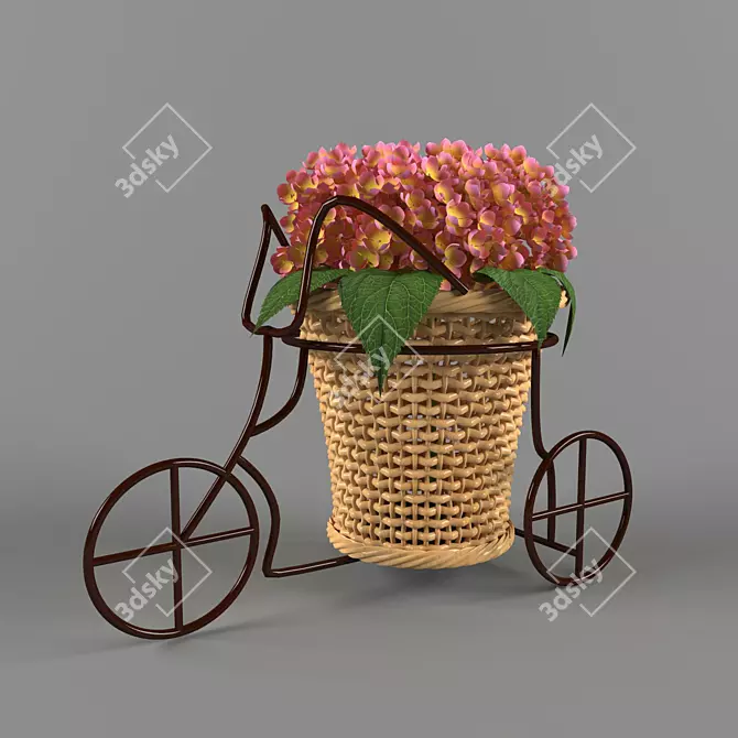 Ceramic Flower Stand with Basket 3D model image 1