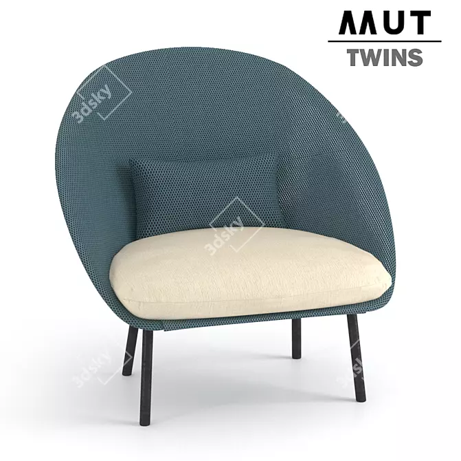 Modern Twins Armchair: Stylish, Compact, Comfortable. 3D model image 1