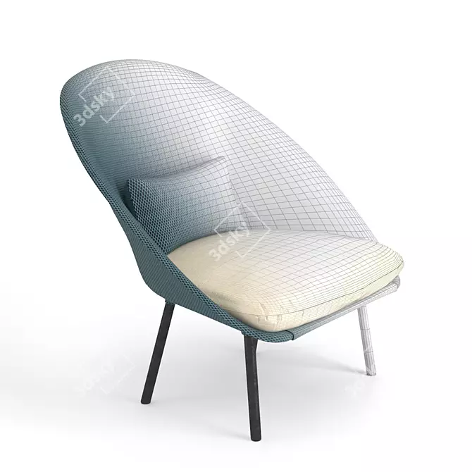 Modern Twins Armchair: Stylish, Compact, Comfortable. 3D model image 2