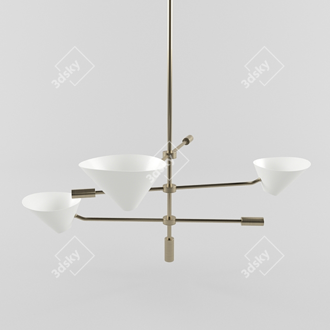 Sleek Mid-Century Chandelier 3D model image 1