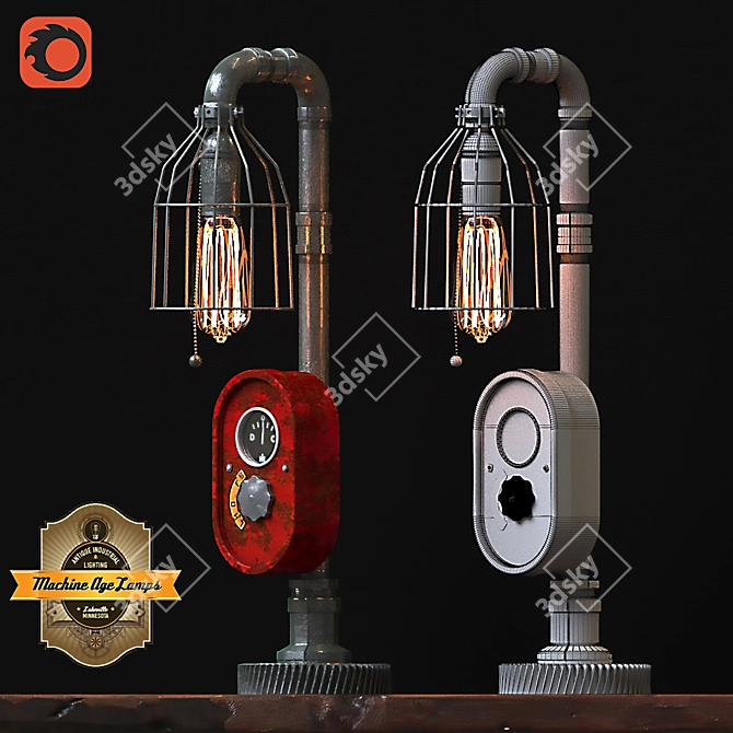 Rustic Farmall Tractor Steampunk Lamp 3D model image 1