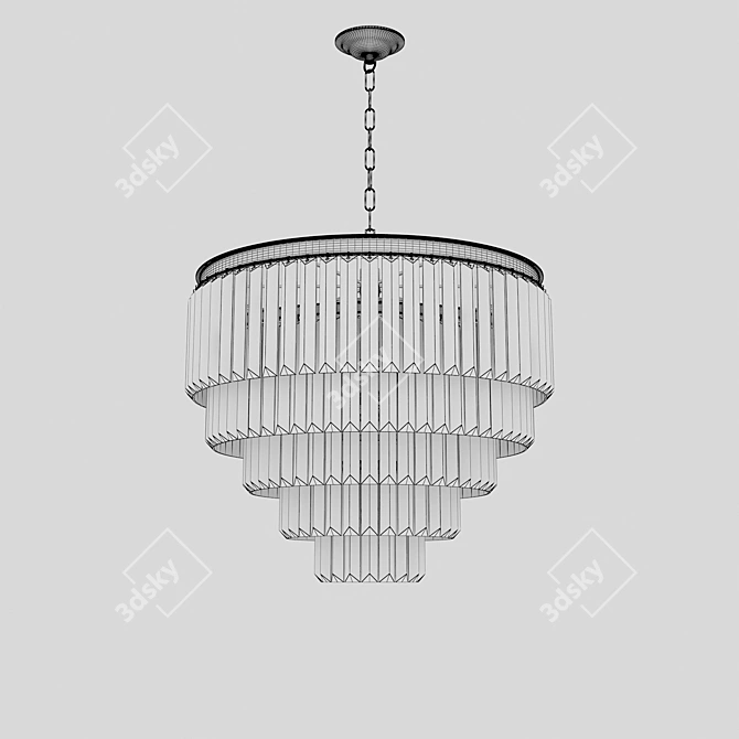 Crystal and Nickel Chandelier 3D model image 2