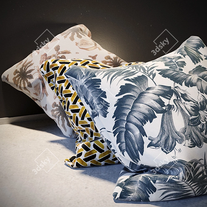 Luxury Stacked Pillow Collection 3D model image 2