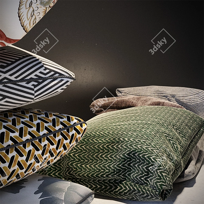 Luxury Stacked Pillow Collection 3D model image 3