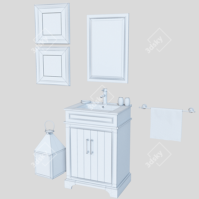 Elegant Legion Bathroom Vanity 3D model image 2