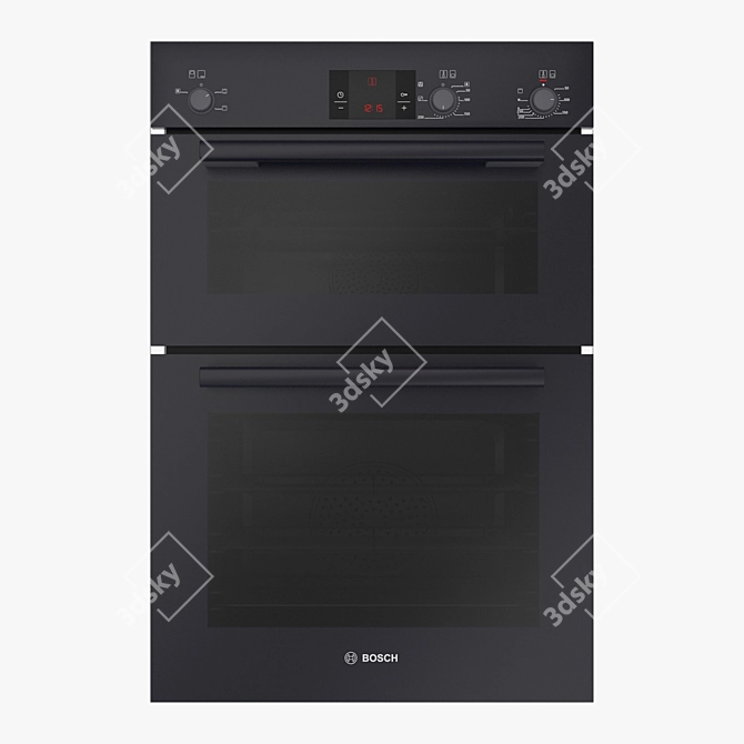 Bosch Black Double Hot Air Oven 3D model image 1