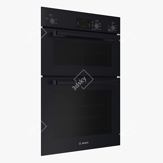 Bosch Black Double Hot Air Oven 3D model image 2