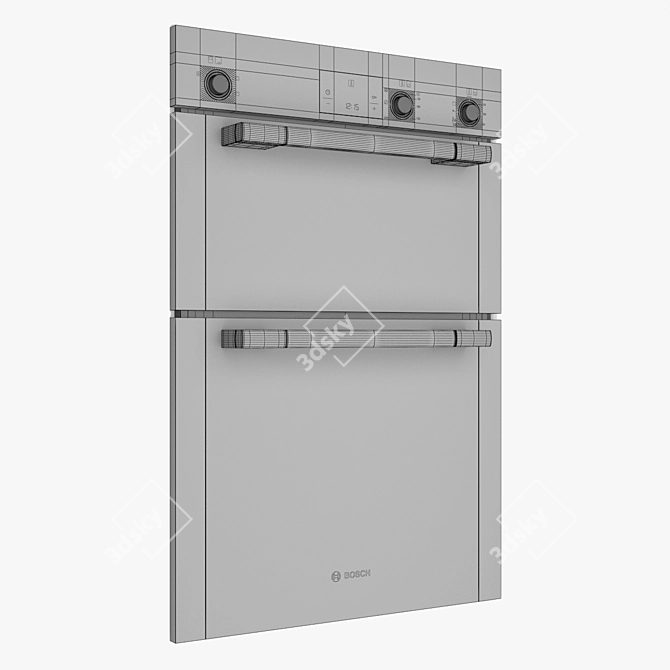 Bosch Black Double Hot Air Oven 3D model image 3