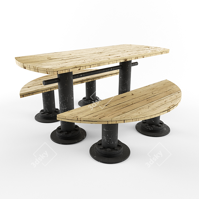 Industrial Loft Table 3D model image 2