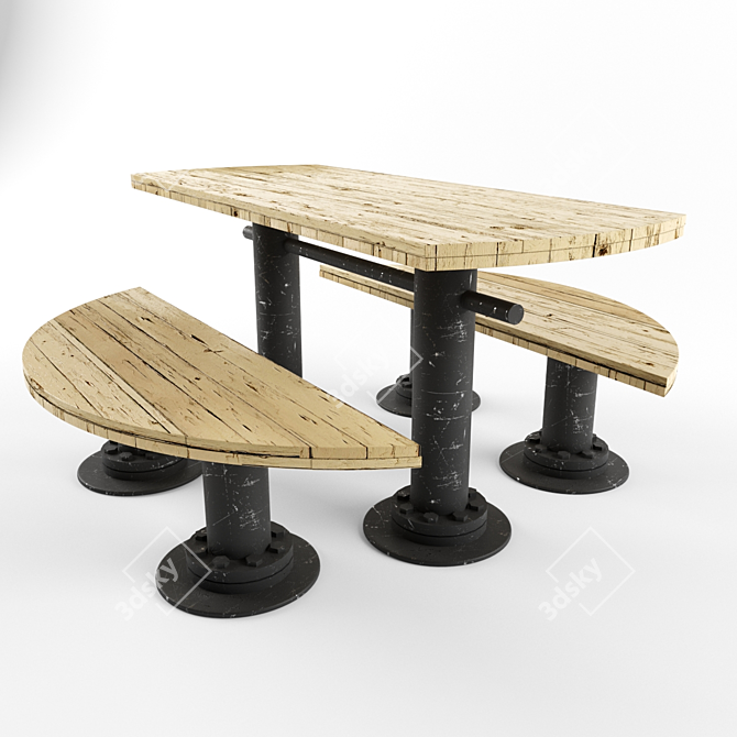 Industrial Loft Table 3D model image 3