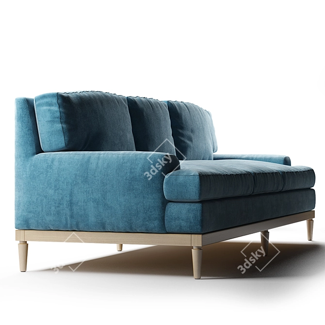 Harbor Blue Velvet Sutton Sofa 3D model image 2