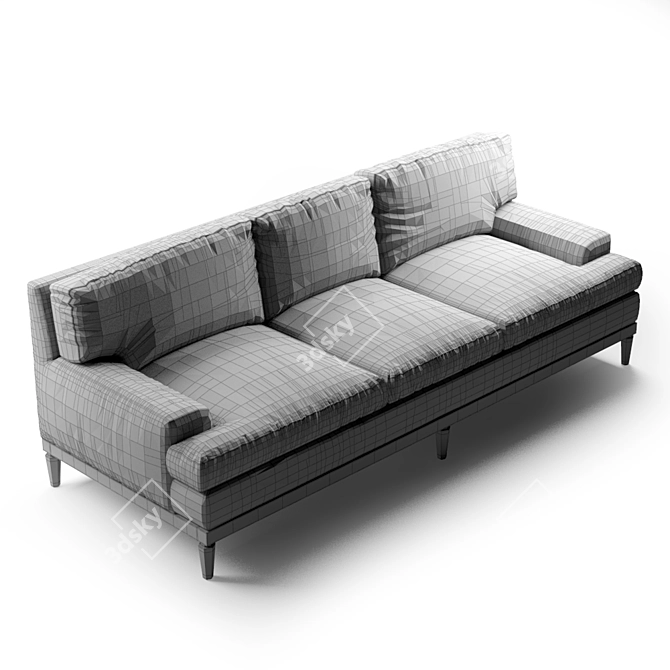 Harbor Blue Velvet Sutton Sofa 3D model image 3