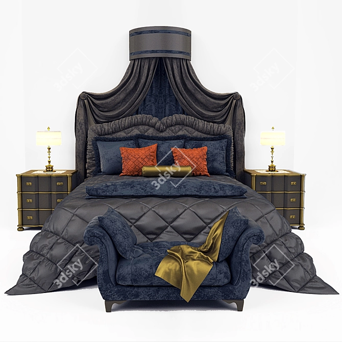 Elegant Classic Bed 3D model image 1