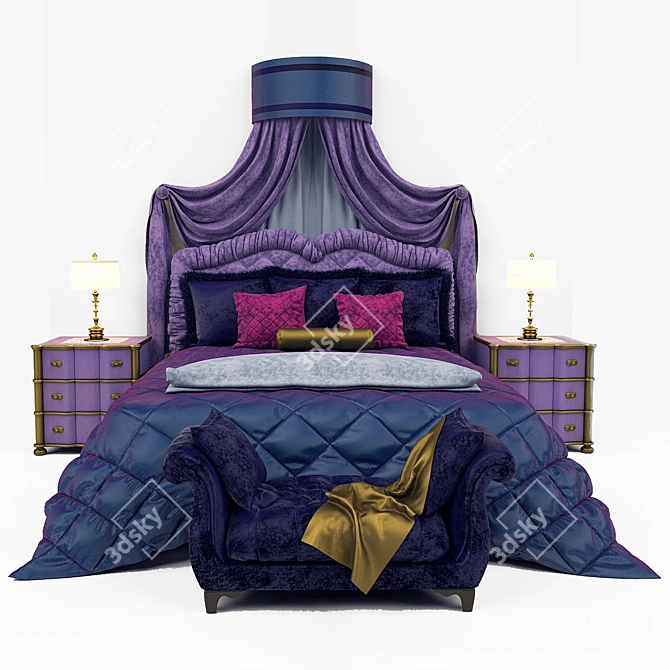 Elegant Classic Bed 3D model image 3